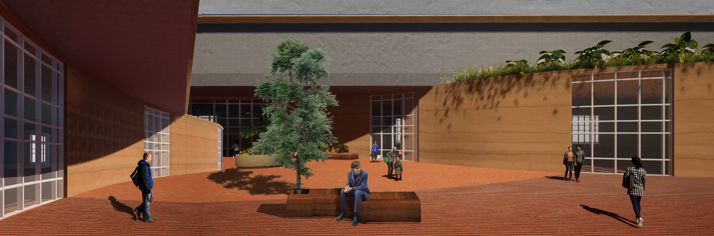 Render: plaza del mercado de tierra apisonada