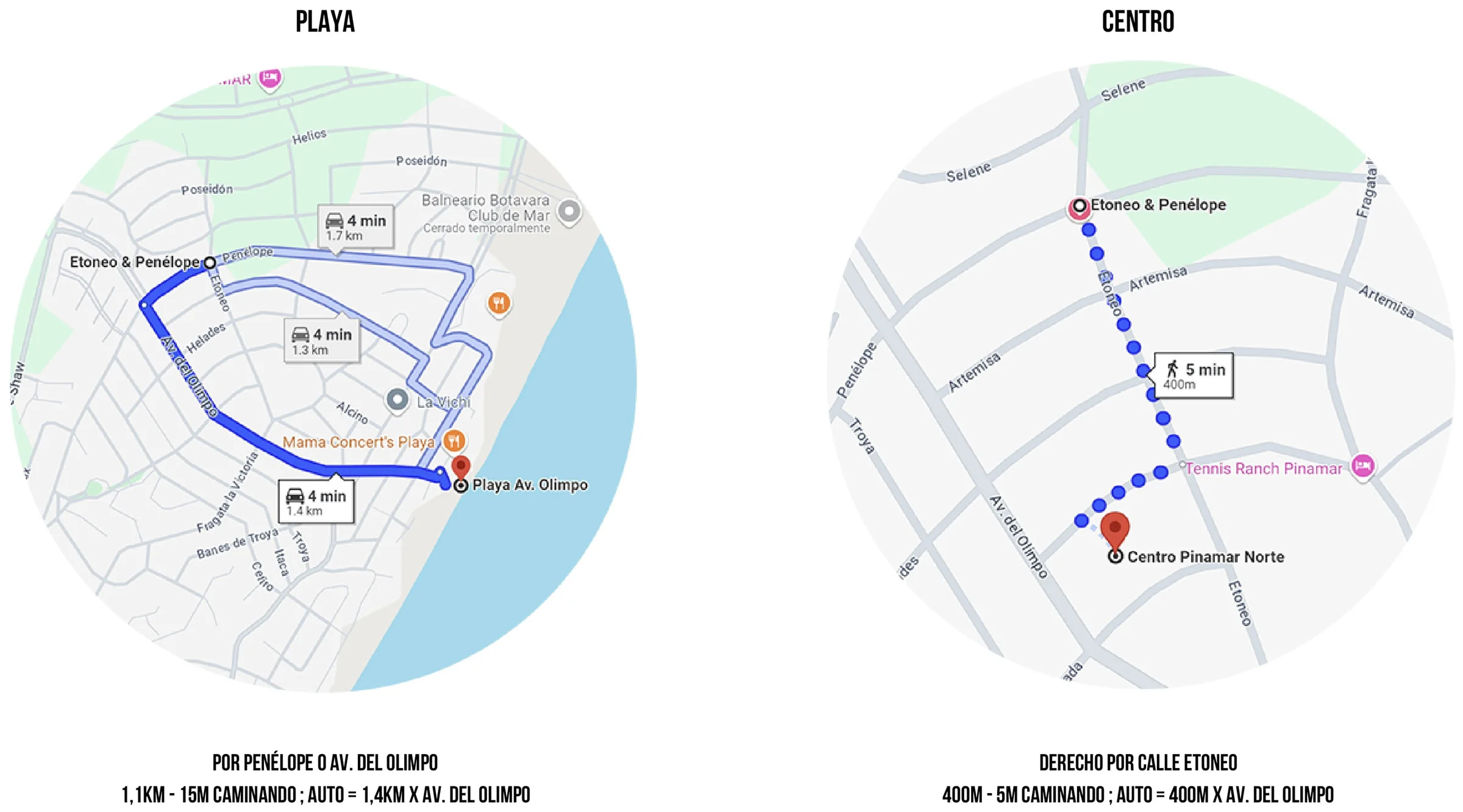 Conectividad: recorridos a playa y centro